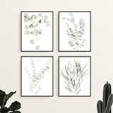 Botanical Plant Wall Art Prints - Set of 4 Plant Wall Decor Pictures Minimalist Wall Art