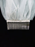 2T 2 Tier Scallope Edge Scattered Pearls Bridal Wedding Veil - White Color Fingertip Length 36" V62