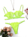 SheIn Women's 2 Piece Sexy Lace Strap Bralette Bra and Panty Lingerie Set
