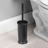 mDesign Compact Freestanding Plastic Toilet Bowl Brush and Holder for Bathroom Storage