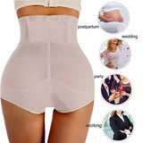 Nebility Women Butt Lifter Shapewear Hi-Waist Double Tummy Control Panty Waist Trainer Body Shaper (S, Beige)