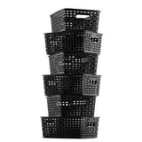 Set of 6 Plastic Storage Baskets - Small Pantry Organizer Basket Bins