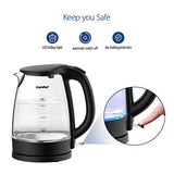 COMFEE' Glass Electric Tea Kettle & Hot Water Boiler(BPA-Free), 1.7L, Cordless with LED