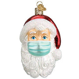 Old World Christmas Santa with Face Mask Blown Glass 2020 Unique Christmas Ornaments for Christmas Tree Decorations