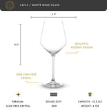 JoyJolt Layla White Wine Glasses, Set of 4 Italian Wine Glasses, 13.5 oz Clear Wine Glasses