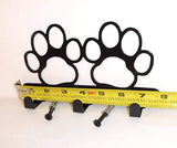 Double Dog Paw Leash Hook. Solid Steel. Handmade in USA. Gloss Black Finish