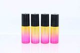 20 Glass Roller Bottles 5ml Gradient Color Essential Oils Roller Bottles Refillable Roll On Perfume Sample Vials Bottles with Black Caps Random Color (Extra (1) Opener (1) 2 ml Dropper)