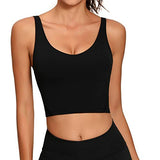 Lemedy Women Sports Bra Longline Crop Tank Top Padded Workout Running Yoga