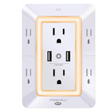 USB Wall Charger, Surge Protector, POWRUI 6-Outlet Extender with 2 USB Charging Ports (2.4A Total)