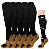 5 Pairs Copper Compression Socks for Men & Women 20-30 mmHg