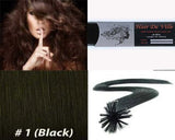 25 Strands Straight Micro Ring Links Locks Beads Keratin Stick I Tip Human Hair Extensions (#1 Black)