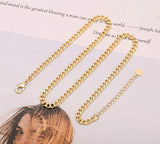 4mm Cuban Chain Link Necklace 18k Gold Curb Chain Choker Minimalist Jewelry