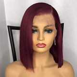 13x4 Straight Burgundy Bob Lace Front Wigs 99J Lace Front Human Hair Wigs Brazilian Pre plucked 150% Density Jazz Star Non-Remy (10 inch, Burgundy)