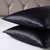 Love's cabin Silk Satin Pillowcase for Hair and Skin (Black, 20x26 inches) Slip Pillow Cases