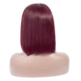 13x4 Straight Burgundy Bob Lace Front Wigs 99J Lace Front Human Hair Wigs Brazilian Pre plucked 150% Density Jazz Star Non-Remy (10 inch, Burgundy)
