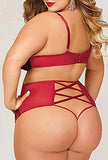 Women’s Crushed Velvet Lingerie Set, Cute Mesh Lace up Halter Bralette