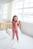 VAENAIT BABY Kids Girls Long Sleeve Modal Sleepwear Pajamas 2pcs Set Shirring Pink