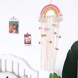 Sigdio Hair Bows Holder Handmade Bohemian Girls Clips Organizer Hairpins Rainbow Hanger for Storage or Decoration (Pink)