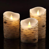 Vinkor Flameless Candles Flickering Candles Birch Bark Set of 4"5"6" Battery Candles