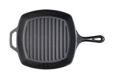 Lodge Pre-Seasoned Cast Iron Grill Pan With Assist Handle, 10.5 inch, Black