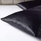 Love's cabin Silk Satin Pillowcase for Hair and Skin (Black, 20x26 inches) Slip Pillow Cases