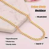 4mm Cuban Chain Link Necklace 18k Gold Curb Chain Choker Minimalist Jewelry