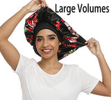 Large Satin Bonnet Double Layer Sleep cap Printing Sliky bonnet Wide Elastic Band