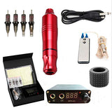 JellyfishPro Cartridge Tattoo Pen Kit Rotary Tattoo Machine Quality Pen Kit Use Cartridge Needles With Power Supply (red)