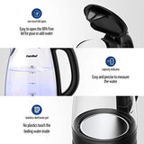 COMFEE' Glass Electric Tea Kettle & Hot Water Boiler(BPA-Free), 1.7L, Cordless with LED