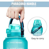 Giotto Large 1 Gallon Motivational Water Bottle with Paracord Handle & Removable