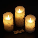 Vinkor Flameless Candles Flickering Candles Birch Bark Set of 4"5"6" Battery Candles