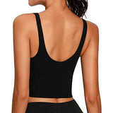 Lemedy Women Sports Bra Longline Crop Tank Top Padded Workout Running Yoga