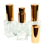 Riverrun Set of 3 Perfume/Cologne Atomizer Square Glass Bottle Gold Sprayer 15ml 1/2 oz (Set of 3)