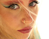 Gold Nose Ring, Unique Gold Plated Indian Hoop Piercing, Tribal Style, 20g.