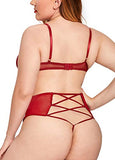 Women’s Crushed Velvet Lingerie Set, Cute Mesh Lace up Halter Bralette