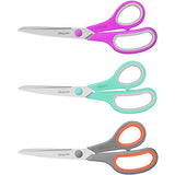 Scissors, iBayam 8" Multipurpose Scissors Bulk 3-Pack, Ultra Sharp Blade Shears, Comfort-Grip Handles, Sturdy Sharp Scissors