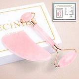 Deciniee Jade Roller and Gua Sha Tools Set - Anti Aging Rose Quartz Roller Massager