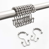 Maytex Curtain Rings, Rust-Resistant Metal Double Roller Glide Hooks for Bathroom Shower