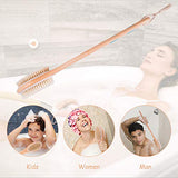 IDENTILShower Brush, Shower Back Cleaning Scrubber with Long Wooden Handle