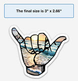 Shaka decal | Hawaii beach hang loose sticker for a hydro flask, laptop, water bottle