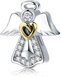 Annmors Feathers Angel Wing Love Heart Shape Charm Bead fits Pandora Charms