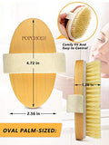 Dry Brushing Body Brush, POPCHOSE Natural Bristle Dry Skin Exfoliating Brush Body