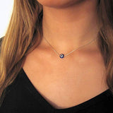 Stainless steel Silver Chain with Blue Evil Eye Bead Delicate Necklace