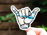 Shaka decal | Hawaii beach hang loose sticker for a hydro flask, laptop, water bottle