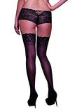 Dreamgirl Women's Silicone Lace Top Thigh-High Stockings, Black, One Size