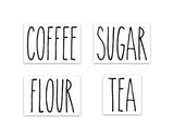 Coffee Sugar Flour Tea Kitchen Storage Label Decals - Ceramic Food Canister Labels