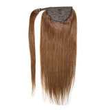 100% Real Human Hair Ponytail Extension Wrap Around Clip in Ponytail Hair Extensions for Women (22" 90g, 6 Light Brown)