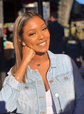 Ombre 4/27 Blonde Bob Lace Front Wigs Brazilian Human Hair Short Straight hair Wig With Baby Hair For Black Women (10 Inch, 4/27)