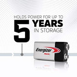 Energizer Max 9V Batteries, Premium Alkaline 9 Volt Batteries (8 Battery Count)