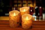 comenzar Flickering Candles, Candles Birch Set of 4 5" 6" Birch Bark Battery Candles